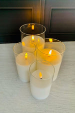Glass Cylinder LED Wick Indoor Candle 3"x5" White