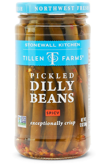 Tillen Farms Hot & Spicy Pickled Dilly Beans - 12 Oz Jar (Pack Of 6)