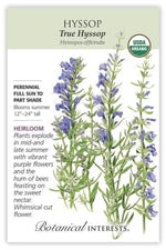 Botanical Interests True Hyssop Organic Seeds