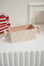 Bourbon Planter 11"x 4"x 3.5" Pink & White