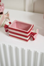 Bourbon Planter 8.25"x 3.5"x 3" Red & White