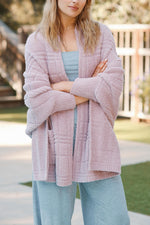 CozyChic Cotton Blanket Wrap Tonal Plaid Teaberry