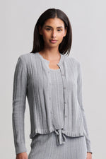 Cozy Chic Ultra Lite Knit Cardigan With Ruffle Large Moonbeam