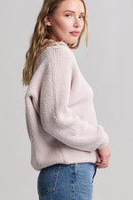 CozyChic Dolman Sleeve Collared Pullover Medium Stone