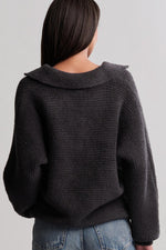 CozyChic Dolman Sleeve Collared Pullover Medium Carbon