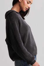 CozyChic Dolman Sleeve Collared Pullover Extra Small Carbon