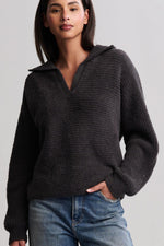 CozyChic Dolman Sleeve Collared Pullover Large Carbon