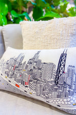 Chicago Skyline Embroidered Wool Day Prince Pillow 24x14