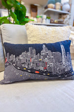 Chicago Skyline Embroidered Wool Night Prince Pillow 24x14