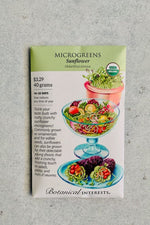 Botanical Interests Sunflower Microgreens Organic Seeds