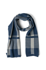 Britt's Knits Gentleman's Plaid Knit Scarf Blue