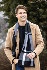 Britt's Knits Gentleman's Plaid Knit Scarf Black
