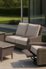 Alfresco Skytop Love Seat with Cushion Sunbrella Cast Silver