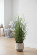 Faux Grass Bush in Pot 48" Two Tone Green