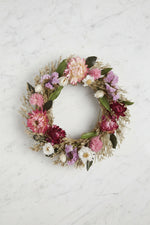 Faux Strawflower Statice Wreath 6.5" Pink Fuchsia