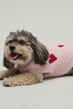 Barefoot Dreams Cozychic Heart Print Pet Sweater Medium Dusty Rose-Cherry