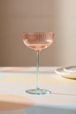 Two-Tone Stemmed Fluted Coupe Glass Blush & Blue