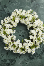 Faux Cherry Blossom Wreath 24" White