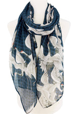 Crane Scarf Navy & White