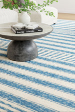 Dash & Albert Vion Coastal Striped Machine Washable Rug 2'x3' Blue