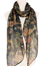Deer Garden Scarf Black/Multi
