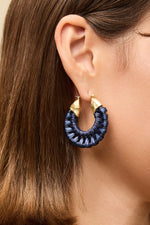Spartina Wicker Hoop Earrings Dark Blue