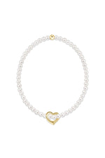 enewton Classic Pearl 3mm Bracelet Love Gold Charm