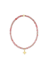 enewton Classic Pink Opal 3mm Bracelet Signature Cross Gold Charm