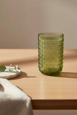 Creative Co-Op Drinking Glass with Raised Dots 12oz Green