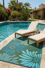 Border Concepts Daisy Outdoor 4'x6' Mat Aqua Green
