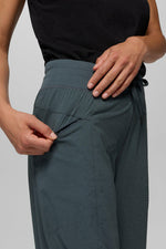 Prana Women's Koen Mid Rise Wide Leg Pant L Grey Blue