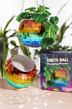 Hanging Planter Disco Ball Rainbow