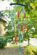 Rainbow Textured Glass Mobile Wind Chime