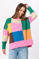 Shiraleah Color Block Loose Fit Sweatshirt LG Multi