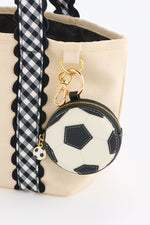 Shiraleah Soccer Ball Zip Pouch Bag Charm White