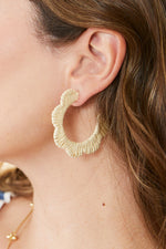 Spartina Scalloped Straw Hoop Earrings Natural