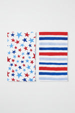 Watercolor Stars & Stripes Towel Set of 2
