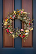 Faux Poppy and Mixed Floral Wreath 24"
