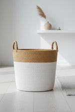 Paper Rope Basket Large White & Brown