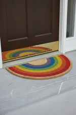 Rainbow Shaped Non-Slip Coir Mat 30"x 15.27" Multi