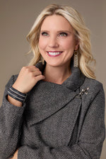 Billy Herringbone Cardigan with Clasp S/M Black