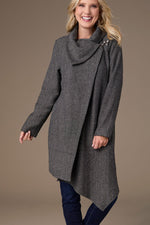 Billy Herringbone Cardigan with Clasp L/XL Black