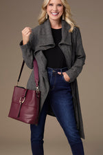 Billy Herringbone Cardigan with Clasp XS Black