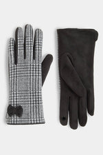 Darling Bow Houndstooth Touchscreen Gloves Black
