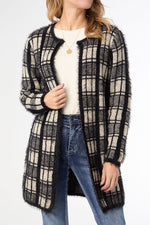 Eliana Mohair Brushed Open Cardigan S/M Black & Oatmeal