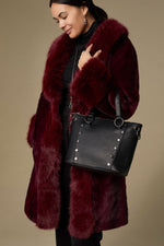 Evelyn Faux Fur Shawl Collar Coat XS Merlot