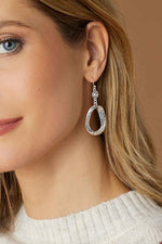 Hammered Twisted Oval Earrings Silver