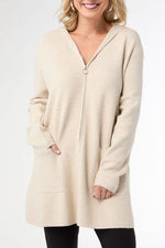 Heavenly-Luxe Zip Front Hooded Cardigan with Pockets XS Oatmeal