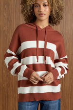 Heavenly-Luxe Stripe Pullover with Hood S/M Nutmeg/Cream