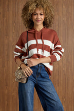 Heavenly-Luxe Stripe Pullover with Hood L/XL Nutmeg & Cream